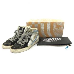 GOLDEN GOOSE SLIDE スニーカー ハイカット レザー レースアップ 切替 37 24cm シルバー色