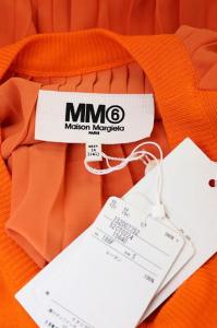 Martin Margiela 6 MM6 17SS ニット切替プリーツワンピース ミニ ノースリーブ S オレンジ