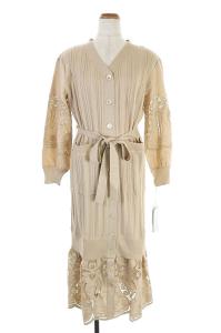 21SS レースニットワンピース ドッキング ベージュ