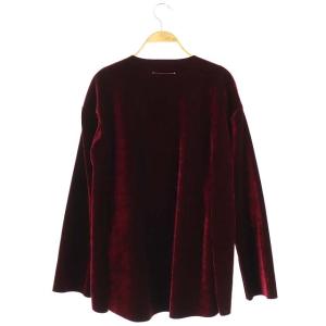 Martin Margiela 6 MM6 カットソー トップス フェイクパールネックレス付き ベロア 長袖 38 ボルドー