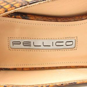 PELLICO パンプス チャンキーヒール パイソン型押し 36 23cm 茶 ブラウン