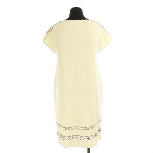 ANAYI カットワークニットワンピース ミニ フレンチスリーブ ペチコート付 38 アイボリー