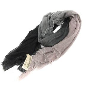 ストール グラデーション リネン混 グレー ブラック