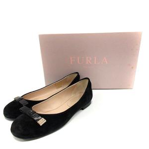 FURLA パンプス リボン スエード ローヒール