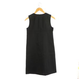 PAULE KA フラワーモチーフノースリーブワンピース 膝丈 36 黒 ブラック