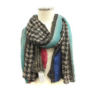 Faliero Sarti ストール 大判 総柄 カシミヤ混 ブラック レッド