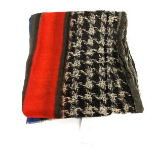 Faliero Sarti ストール 大判 総柄 カシミヤ混 ブラック レッド