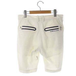 MARK&LONA 迷彩柄 ハーフパンツ ゴルフ ロゴボタン S 白 紺