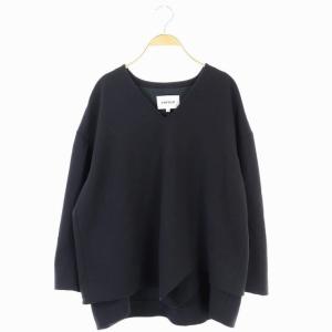 Vネック長袖カットソー 長袖 プルオーバー 38 黒 ブラック