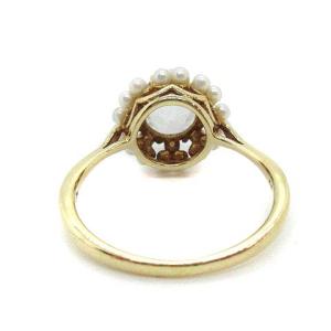 agete 指輪 リング K14 ホワイトトパーズ パール 12号 イエローゴールド