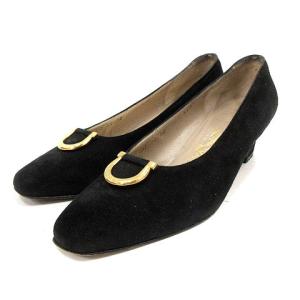 ガンチーニスエードパンプス 5.5B ブラック