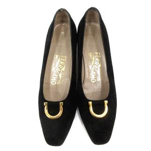 Salvatore Ferragamo ガンチーニスエードパンプス 5.5B ブラック