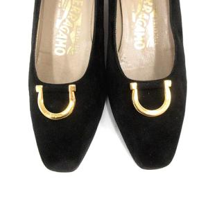 Salvatore Ferragamo ガンチーニスエードパンプス 5.5B ブラック