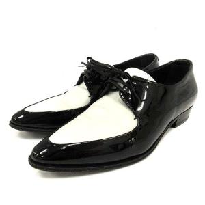 オックスフォード エナメルシューズ ポインテッドトゥ バイカラー 35.5 ブラック ホワイト