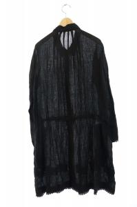 HaaT イッセイミヤケ ワンピース 膝丈 ギャザー シャツ 長袖 リネン 2 ブラック