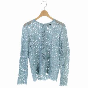 総レースバックジップブラウス 36 ミントグリーン