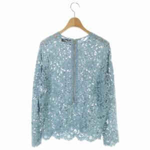 Drawer 総レースバックジップブラウス 36 ミントグリーン