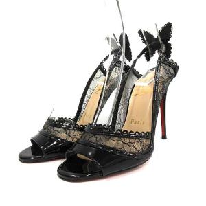 Christian Louboutin サンダル ピンヒール バタフライ レース エナメル