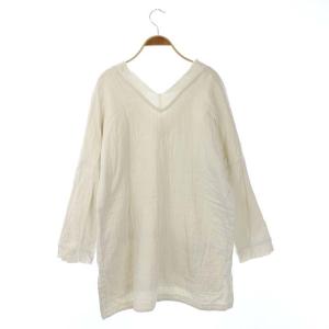 HOUSE OF LOTUS コットン プルオーバー チュニック ブラウス 長袖 Vネック M  白