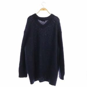Acne Studios ESSIE モヘアローゲージVネックオーバーサイズニットチュニック S ネイビー