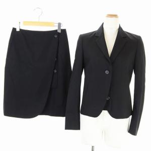セットアップ スーツ テーラードジャケット ショート丈 総裏地 ラップ調スカート ウール 1