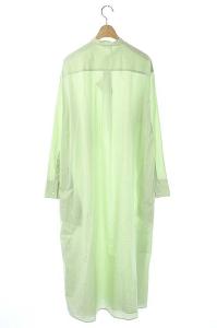 AURALEE 19SS ノーカラーシャツ ワンピース 長袖  スリット ライムグリーン