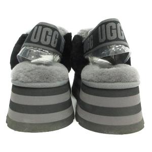 UGG australia ディスコ チェック スライド DISCO CHECKER SLIDE サンダル レザー 23.0cm 黒 ブラック グレー