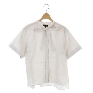 コットンリボンショートスリーブシャツ リボン フレア 36 ライトベージュ
