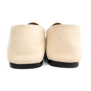 Sergio Rossi A77990 MNAN07 1000 170 ローファー パブーシュ シューズ スクエアトゥ レザー 36 23.0cm チョークホワイト