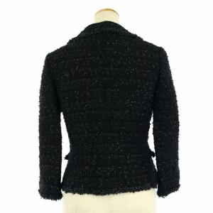 Harrods スーツ セットアップ 上下 ツイード ジャケット 七分袖 総裏地 スカート 台形 膝丈 1 黒