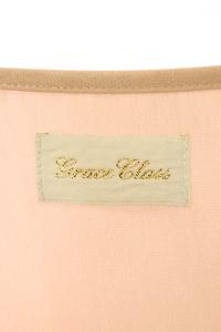 Grace Class 19SS チュール メッシュ マキシ ワンピース ノースリーブ フレア ロング Vネック 36 ピンク