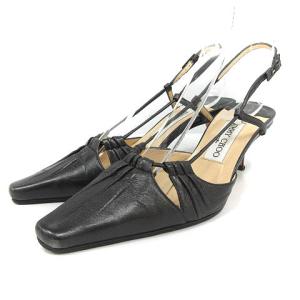 パンプス スクエアトゥ ピンヒール レザー ストラップ ブラック