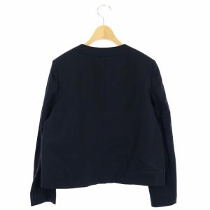 UNITED ARROWS ノーカラージャケット コットン ネイビー