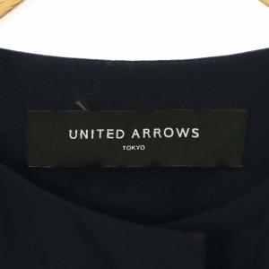UNITED ARROWS ノーカラージャケット コットン ネイビー