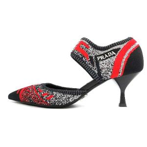 PRADA ポインテッドトゥパンプス ジャガード 36.5 ブラック