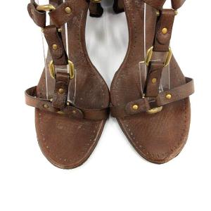 CELINE サンダル ハイヒール レザー ストラップ 38.5 ブラウン
