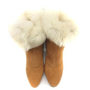 GIUSEPPE ZANOTTI ブーツ ショート ブーティ スエード ピンヒール 38.5 24.5cm 茶色 ブラウン