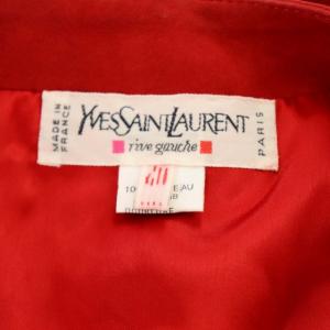 YVES SAINT LAURENT rive gauche ヴィンテージ  レザー ビジュー ノーカラージャケット カウスキン レッド