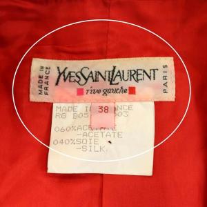 YVES SAINT LAURENT rive gauche シルク混 ダブル テーラードコート ヴィンテージ 38 レッド