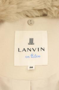 LANVIN en Bleu フェイクファー カラー ウールコート 2WAY ショートコート アウター 38 アイボリー
