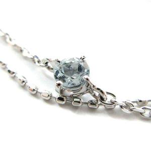 4℃ ブレスレット K10 アクアマリン 2連 チェーン ホワイトゴールド ブルー