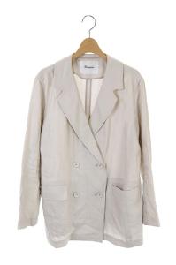19SS リネン混ダブルテーラードジャケット 36 ピンクベージュ
