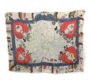 ストール 大判 ロンドン柄 カシミヤ混 フリンジ マルチカラー イタリア製