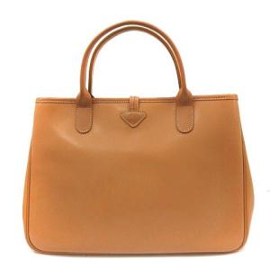 Longchamp ハンドバッグ トートバッグ フェイクレザー 茶 ブラウン