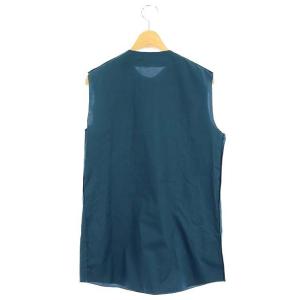 LANVIN コットンリボンカラーノースリーブブラウス プルオーバー ダークグリーン