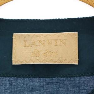 LANVIN コットンリボンカラーノースリーブブラウス プルオーバー ダークグリーン