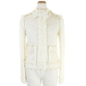 LANVIN COLLECTION スーツセットアップ ツイード ブローチ付き 34 36 ホワイト