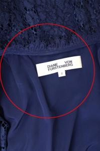 DIANE von FURSTENBERG 総レース ラップドレス ワンピース カシュクール フレア ひざ丈 半袖 2 ネイビー
