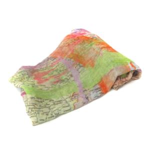 Faliero Sarti ストール 大判 EUROPEプリント 地図 シルク混 マルチカラー