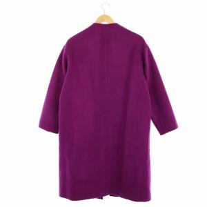 Spick&Span ウール Wフェイススタンド ノーカラーコート アウター ロング 36 紫 パープル